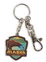 Alaska Fishing Bear Emblem Pewter Key Ring