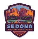 Sedona Cathedral Rock Emblem Wooden Magnet