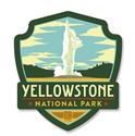Yellowstone Old Faithful Emblem Wooden Magnet