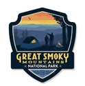 Great Smoky Back Country Camping Emblem Wooden Magnet