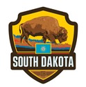 SD State Pride Bison Emblem Wooden Magnet