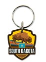 SD State Pride Bison Emblem Wooden Key Ring