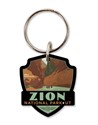 Zion The Narrows Emblem Wooden Key Ring