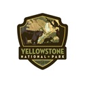 Yellowstone NP Mama Bear & Cubs Emblem Sticker