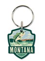Montana Gone Fishing Emblem Wooden Key Ring
