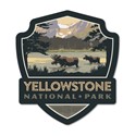 Yellowstone National Park Moose Lake Emblem Wooden Magnet