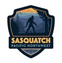 Sasquatch Sighting PNW Emblem Wooden Magnet