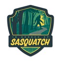 In Search of Sasquatch Emblem Wooden Magnet