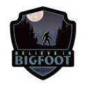 Believe in Bigfoot Emblem Wooden Magnet