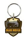 Blue Ridge Mountains Black Bears Emblem Wooden Key Ring