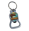 Alaska Fishing Bears Emblem Bottle Opener Key Ring