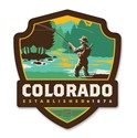 Fly Fishing In Colorado Emblem Wood Magnet