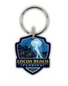 Cocoa Beach Emblem Wood Key Ring