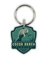 Cocoa Beach Manatee Emblem Wood Key Ring