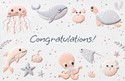 Sea Creatures Collage (BY) Folded W/Env