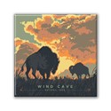 Wind Cave NP Bison Sunrise Square Magnet