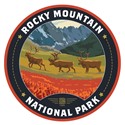 Rocky Mountain NP Caribou Red Flowers Circle Sticker
