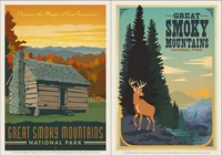 Great Smoky Cabin & Great Smoky Deer Vinyl Magnet Set