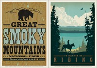 Rather Be Riding & Great Smoky Bear Print Vinyl Magnet Set