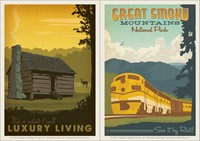 Luxury Living Cabin & Great Smoky Train Vinyl Magnet Set