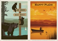 Bears Signpost & Happy Place Vinyl Magnet Set