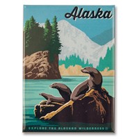 AK Sea Lions Metal Magnet