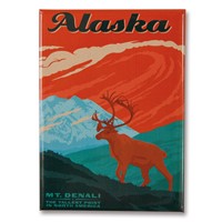 AK Denali Caribou Metal Magnet