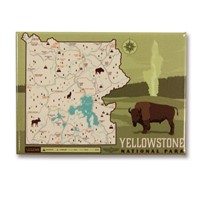 Yellowstone Map Metal Magnet