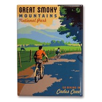 Great Smoky Cades Cove Biking Metal Magnet