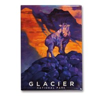 Glacier Mountain Goat Metal Magnet