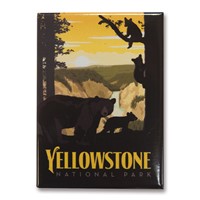 Yellowstone Mama Bear & Cubs Metal Magnet