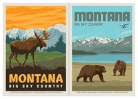 Montana Frontier Moose & Montana Bears Big Sky Country Vinyl Magnet Set