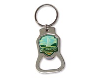 Yellowstone Old Faithful Emblem Bottle Opener Key Ring