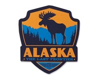 Alaska Moose Emblem Wooden Magnet