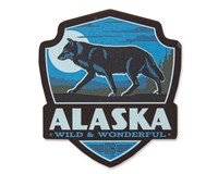 Alaska Wolf Emblem Wooden Magnet