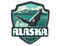 AK Whale Breaching Emblem Wooden Magnet