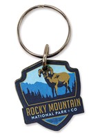 Rocky Mountain Emblem Wooden Key Ring
