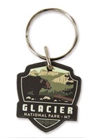 Glacier Emblem Wooden Key Ring