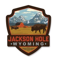 Jackson Hole, WY Emblem Wooden Magnet