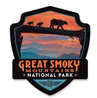 Great Smoky Bear Crossing Emblem Wooden Magnet