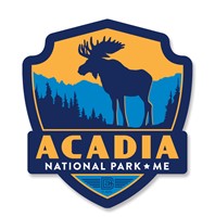 Acadia Moose Emblem Wooden Magnet