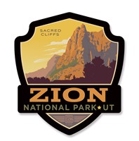 Zion Sacred Cliffs Emblem Wooden Magnet