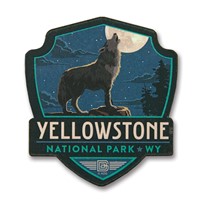 Yellowstone Wolf Emblem Wooden Magnet