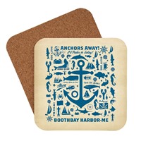 ME Boothbay Harbor Anchor Pattern Print Coaster