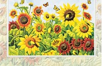 Sunflowers & Goldfinches Folded - W/Env