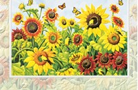 SUNFLOWERS & GOLDFINCHES (BDIN) FOLDED - W/ENV