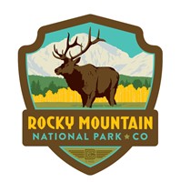 Rocky Mountain Elk Emblem Wooden Magnet