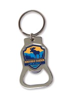 ME Boothbay Harbor Moose Emblem Bottle Opener Key Ring