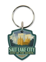 UT Salt Lake City Emblem Wooden Key Ring