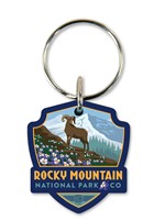 Rocky Mountain Majestic Emblem Wooden Key Ring